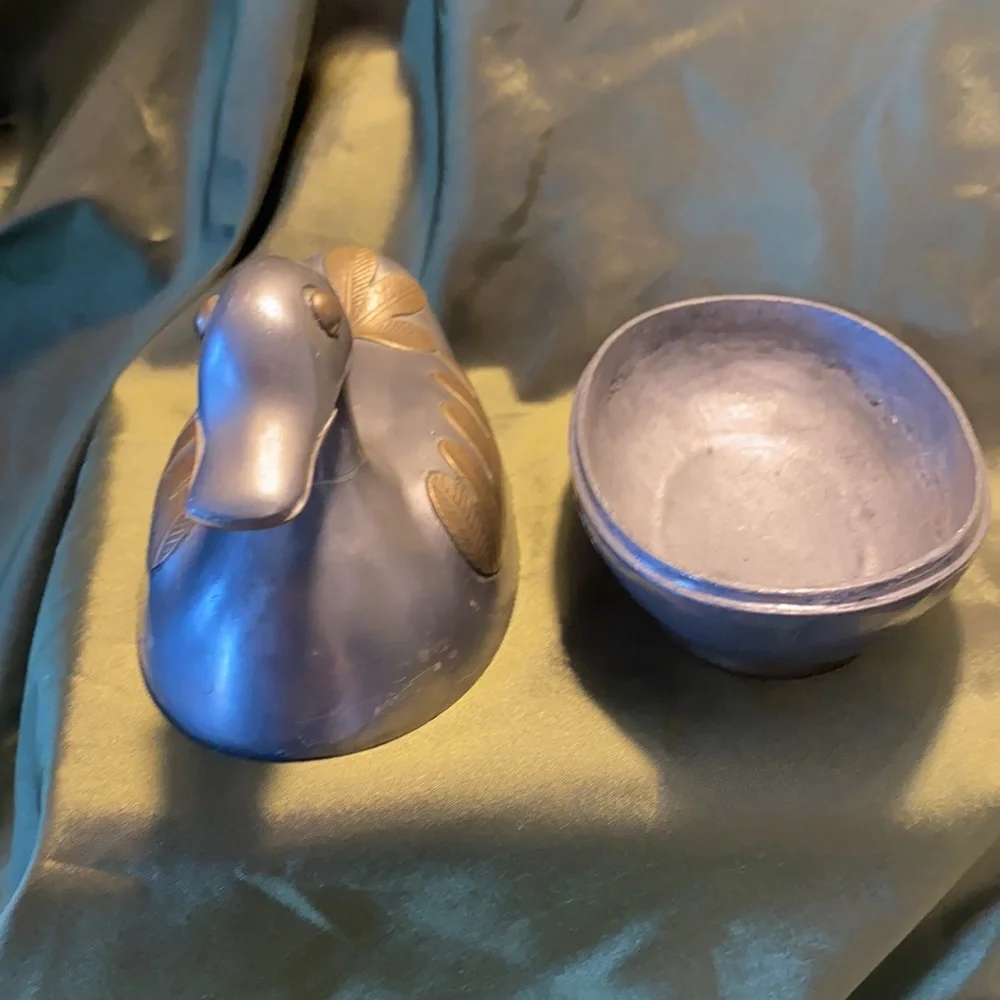Brass and pewter Duck box.